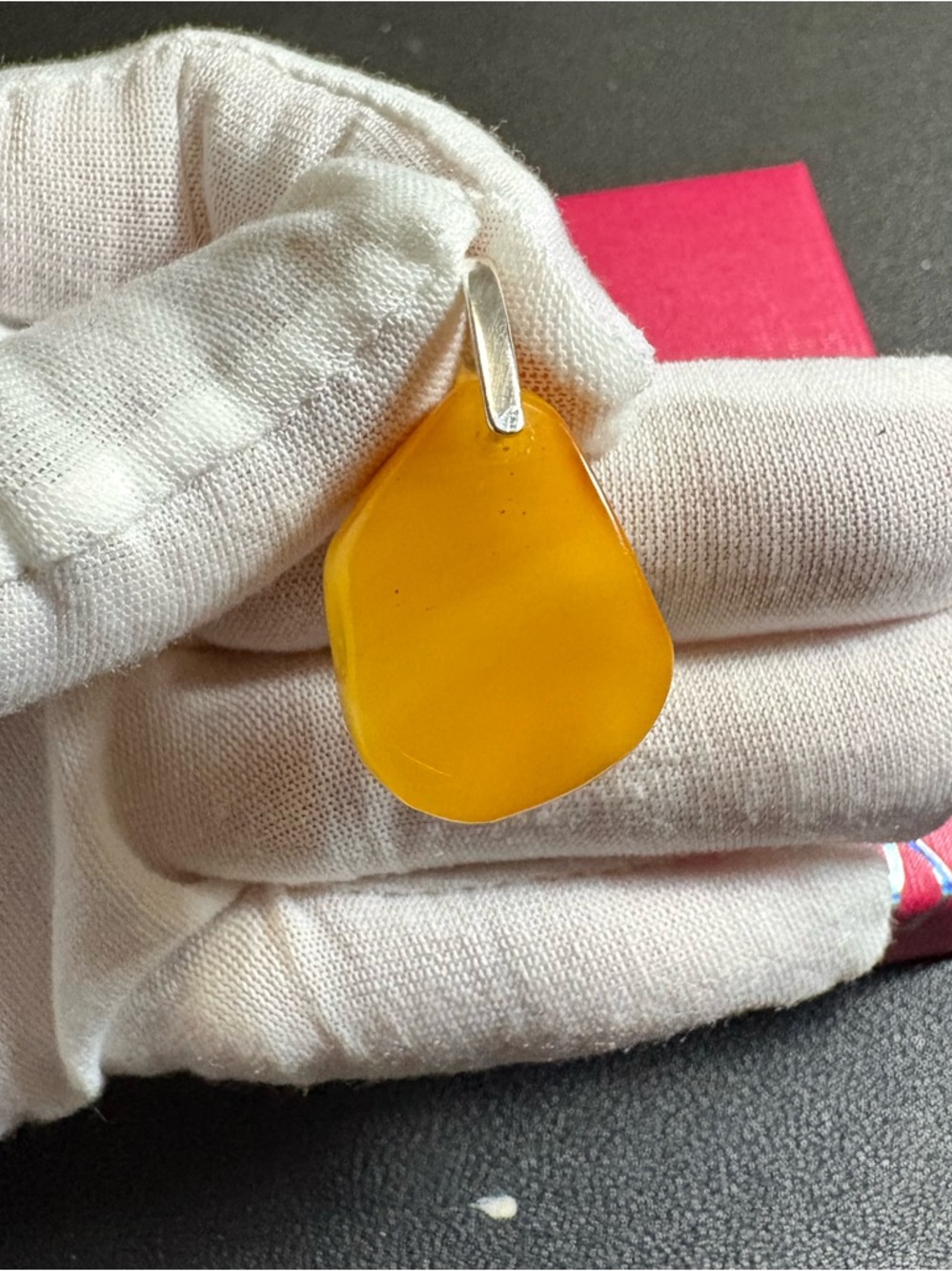 Rare! Authentic Butterscotch yellow Amber pendant with 925 silver bail